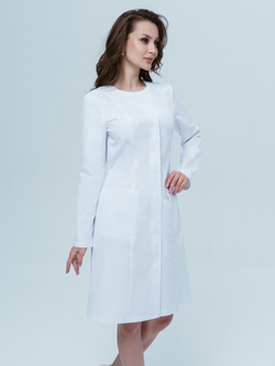 Халат женский медицинский на кнопках белый Медис