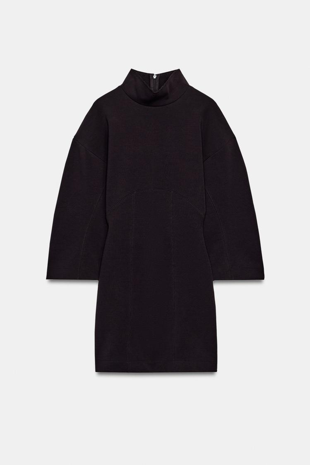 ZARA КОРОТКОЕ ПЛАТЬЕ ИЗ ИНТЕРЛОКА, ШОКОЛАДНЫЙ