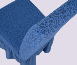 Чехол на стул с оборкой Жаккард, цвет Голубой, Набор 6 шт.