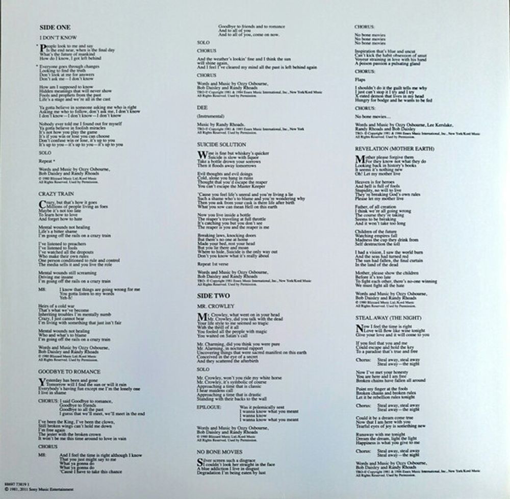 Ozzy Osbourne. Blizzard Of Ozz (LP)