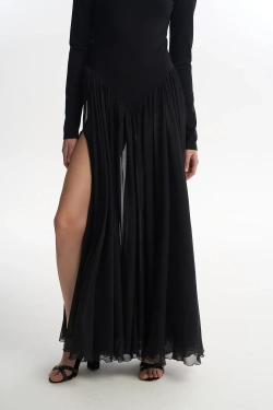 Платье-русалка с рукавом черная