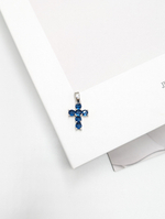 Подвеска крест с фианитами синий, 16.5*11.5мм