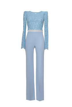 Комбинезон с кружевной полочкой и рукавами 57-16SS