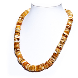 Бусы из цельного натурального янтаря "Пейзажные диски", длина 52 см