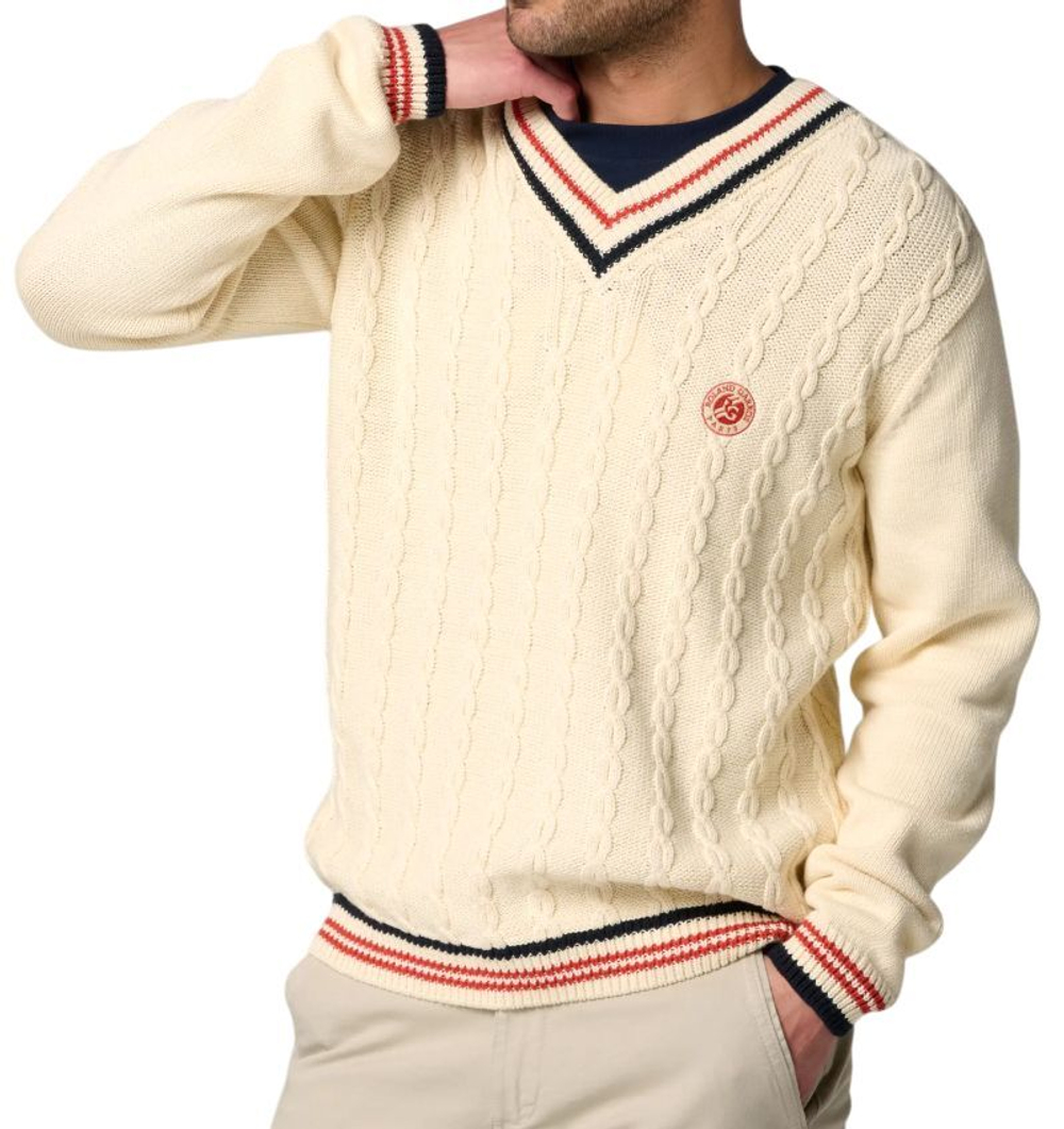 Теннисный свитер Roland Garros Heritage Theodore - ecru