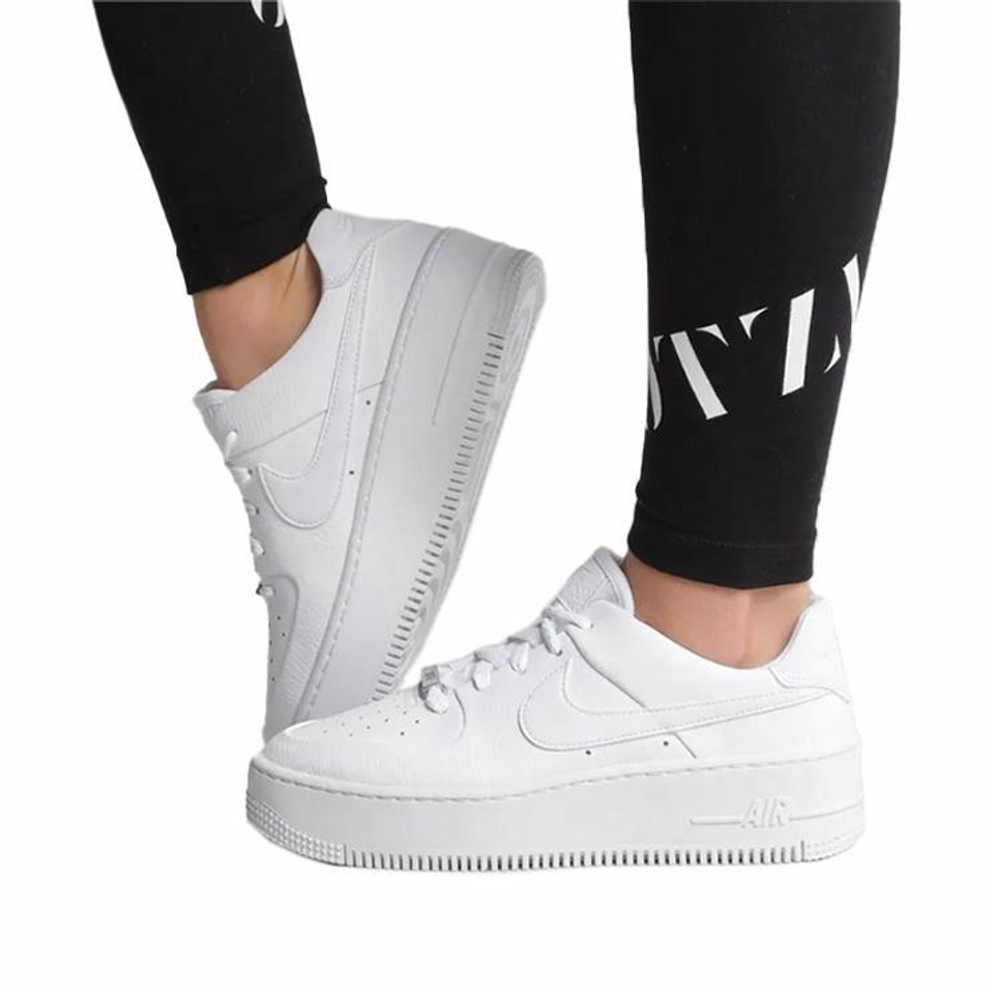 Кроссовки Nike Air Force 1 Sage Triple White (W) (Женская размерная сетка)