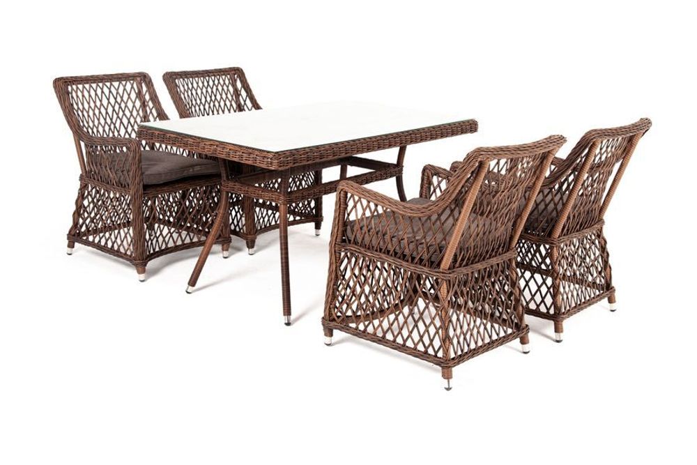 "Латте-140 L" обеденная группа плетеная, цвет коричневый