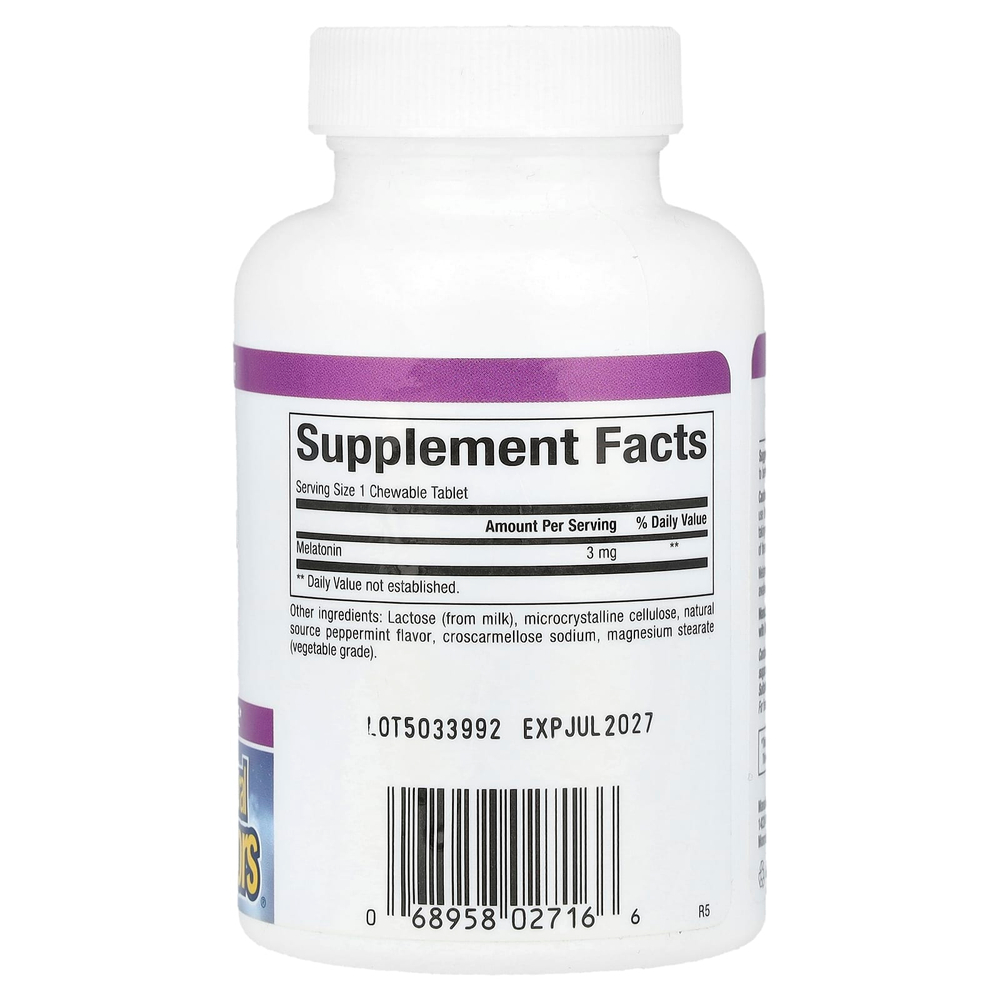 Natural Factors, Stress-Relax, мелатонин, 3 мг, 180 жевательных таблеток