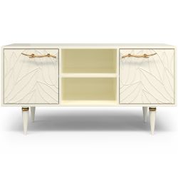 Тумба под ТВ Арт Колор leaves 117см Классик Голд Кремовый белый