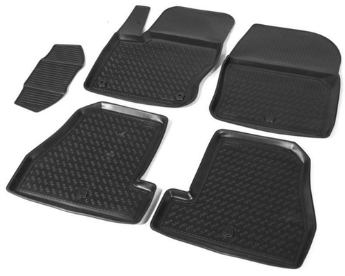Коврики в салон автомобиля Rival для Ford Focus III поколение седан, хэтчбек, универсал 2011-2019, полиуретан, с крепежом, 5 частей, 11801003