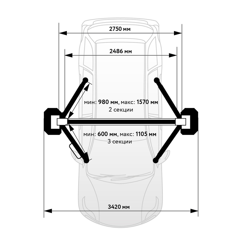 WDK-529E Подъемник двухстоечный с верхней синхронизацией 4 тонны, электр.разбл., 380В