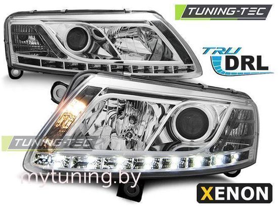 Передние фары Audi A6 C6 tru drl xenon D2S chrome