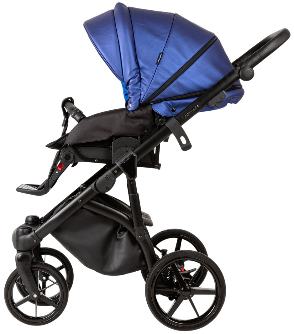 Детская коляска Adamex Nola Deluxe 3 в 1 N-SD13 (СИН. ПЕРЛ. КОЖА + ЧЕРН. КОЖА)