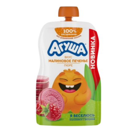 Пюре фруктовое Агуша Малиновое печенье 90 гр пауч
