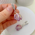 LEFIREL' Серьги серебряные женские "Делайла" с цветами из муранского стекла / ювелирные украшения из родированного серебра 925