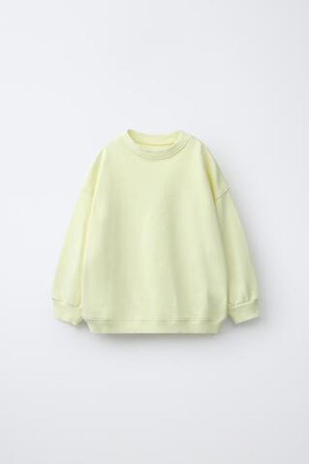ZARA ОДНОТОННАЯ ТОЛСТОВКА ОВЕРЛОК, ЛАЙМОВЫЙ