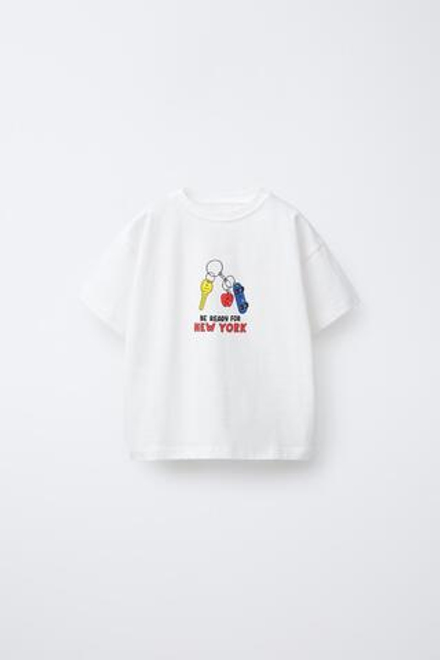 ZARA ФУТБОЛКА С НАДПИСЬЮ, БЕЛЫЙ