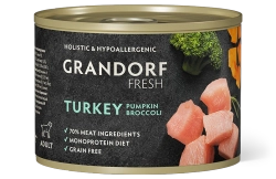 Grandorf Fresh Монопротеиновые консервы из индейки с тыквой и брокколи для собак всех пород