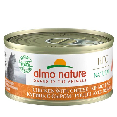 Almo Nature консервы для кошек "HFC Natural" с курицей и сыром (70% мяса) 70 г банка