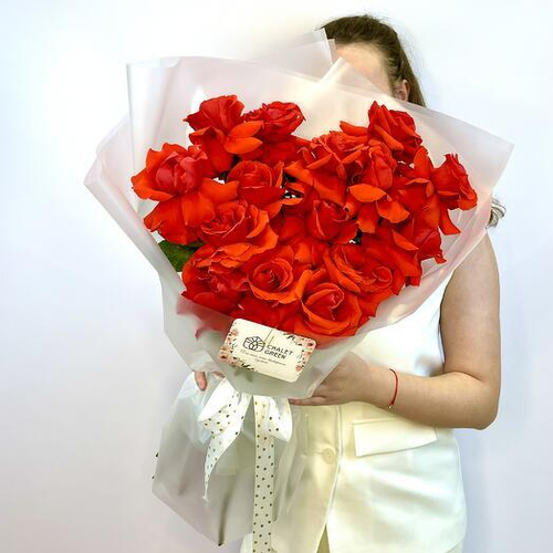 Монобукет из 15 французских роз Нина от Chalet Green. Монобукет 052 Chalet Green