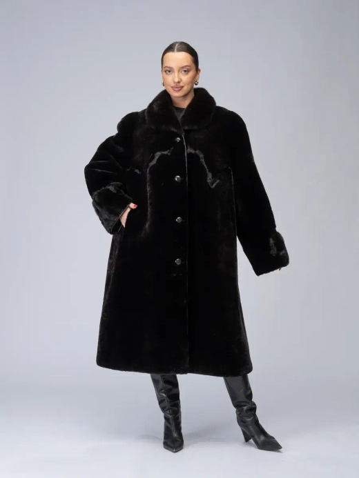 Шуба натуральная мутон Длина 115 см