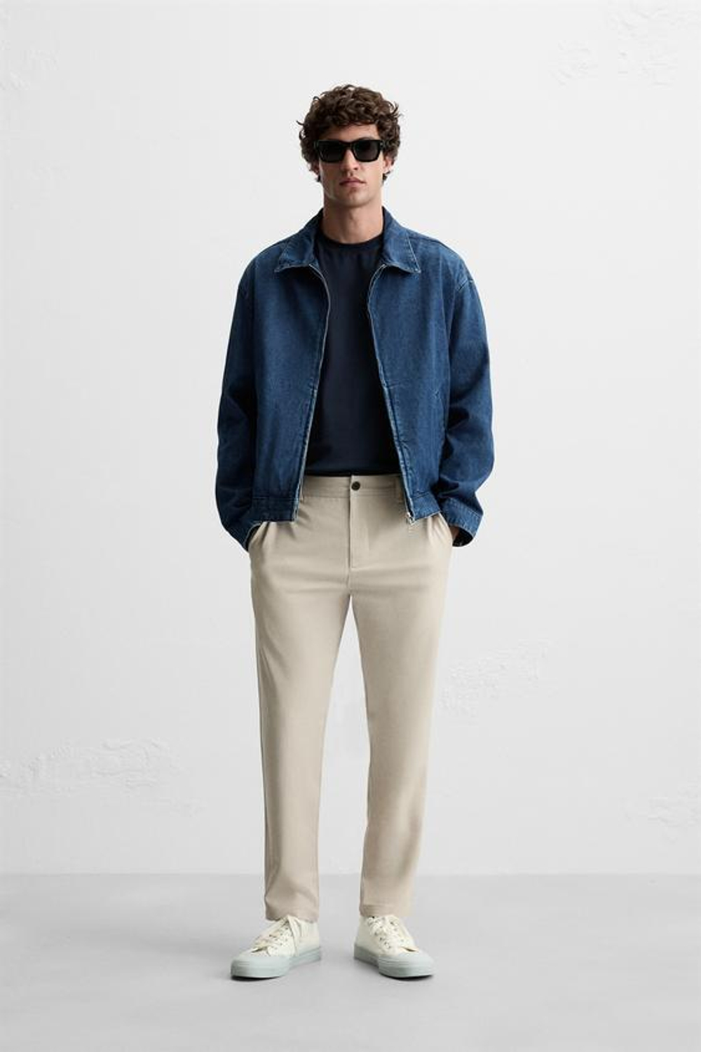 ZARA БРЮКИ КОМФОРТНОЙ ПОСАДКИ ИЗ РЕЛЬЕФНОЙ ТКАНИ, БЕЖЕВЫЙ