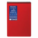 Блокнот А5, 80 листов, спираль пластиковая, обложка пластик, клетка, BRAUBERG "Metropolis", КРАСНЫЙ, 110975