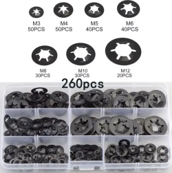 260шт Зубчатые стопорные шайбы стопорные шайбы starlock M3-M12