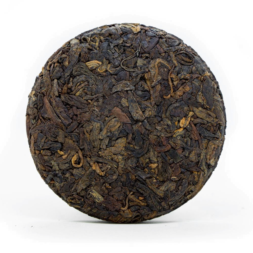 59315 Чай прессованный черный Пуэр Шу "Сэнчжун, Баньчжан Цзинь Я",  мини бин 50гр