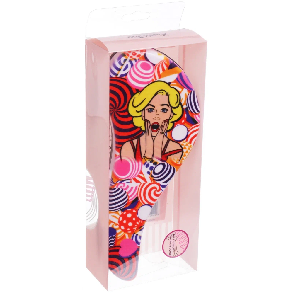 Расческа массажная компактная «ФАНТАТА», микс 4 дизайна, 18*7,5см (PVC коробка)