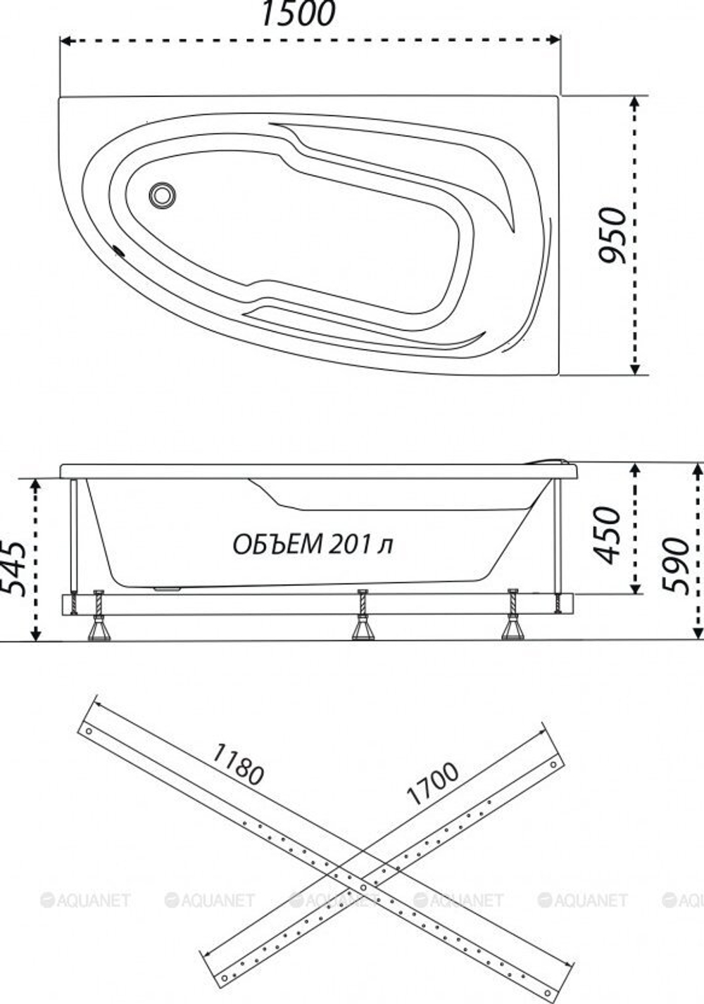 Ванна Triton Мадрид 150x95 (правая)