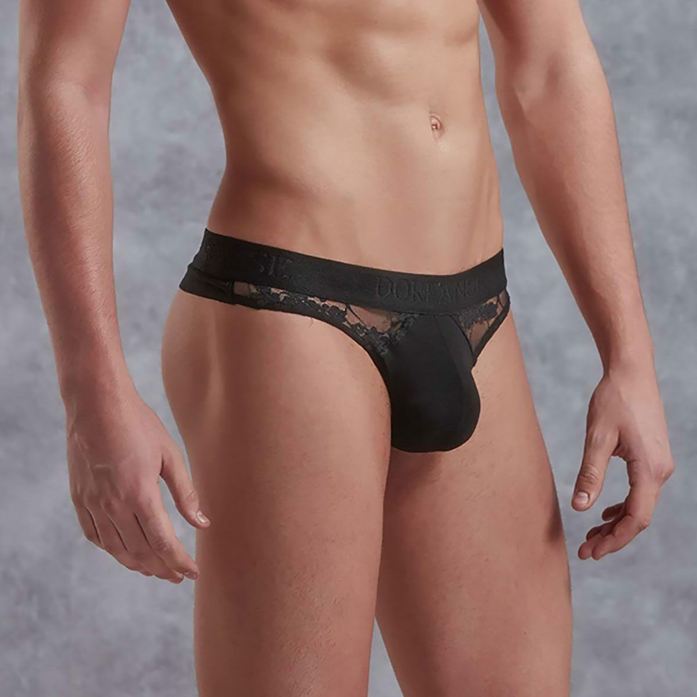 Мужские трусы-стринги с кружевом Doreanse Black Lace (Размер: XL) (Цвет: черный)