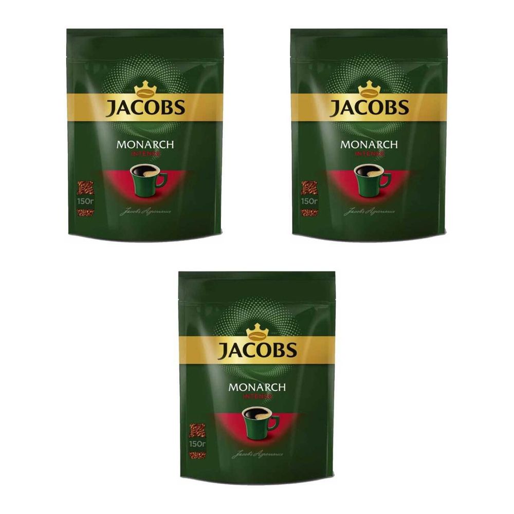 Кофе растворимый Jacobs Monarch Intense, пакет 150 г, 3 шт