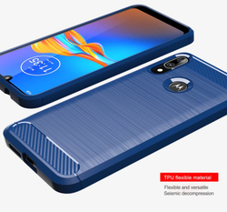 Чехол для Motorola Moto E6S (E6 Plus) цвет Blue (синий), серия Carbon от Caseport