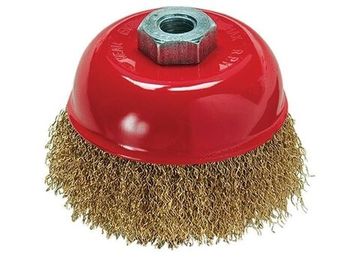 Щетка для УШМ, 65 мм, М14, "чашка", латунированная витая проволока Matrix 74603