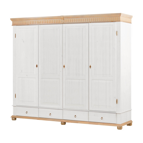 Шкаф Хельсинки 4GTM (белый воск/антик), 252x218x62 см