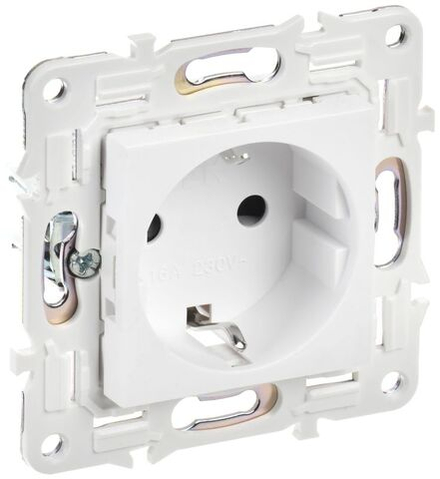 Розетка SKANDY 16А с заземл. защ. шторки SK-R04W арктич. бел. IEK SK-R14-16-K01
