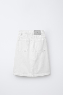 ZARA ДЖИНСОВАЯ ЮБКА МИДИ, БЕЛЫЙ