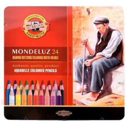 Карандаши акварельные 24 цвета Koh-i-noor Mondeluz металл. коробка