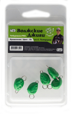 Груз "Волжские джиги" Чебурашка-PRO, Зеленый (5шт. в упаковке)