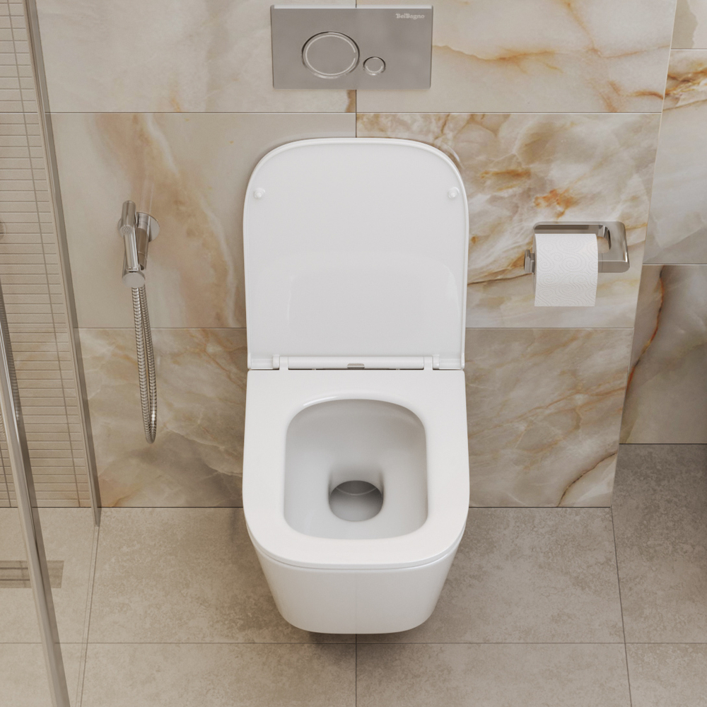 Унитаз подвесной безободковый с сиденьем и смывом TORNADO BelBagno ARDENTE-TOR BB520CH-TOR