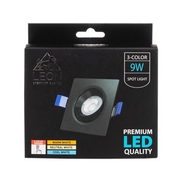 Встраиваемый точечный светильник LE-SPS-BL-9W 3000K&4000К&6500K чёрный Leon