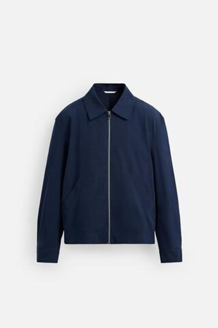 ZARA КУРТКА-БОМБЕР КЛАССИЧЕСКОГО КРОЯ, СИНИЙ