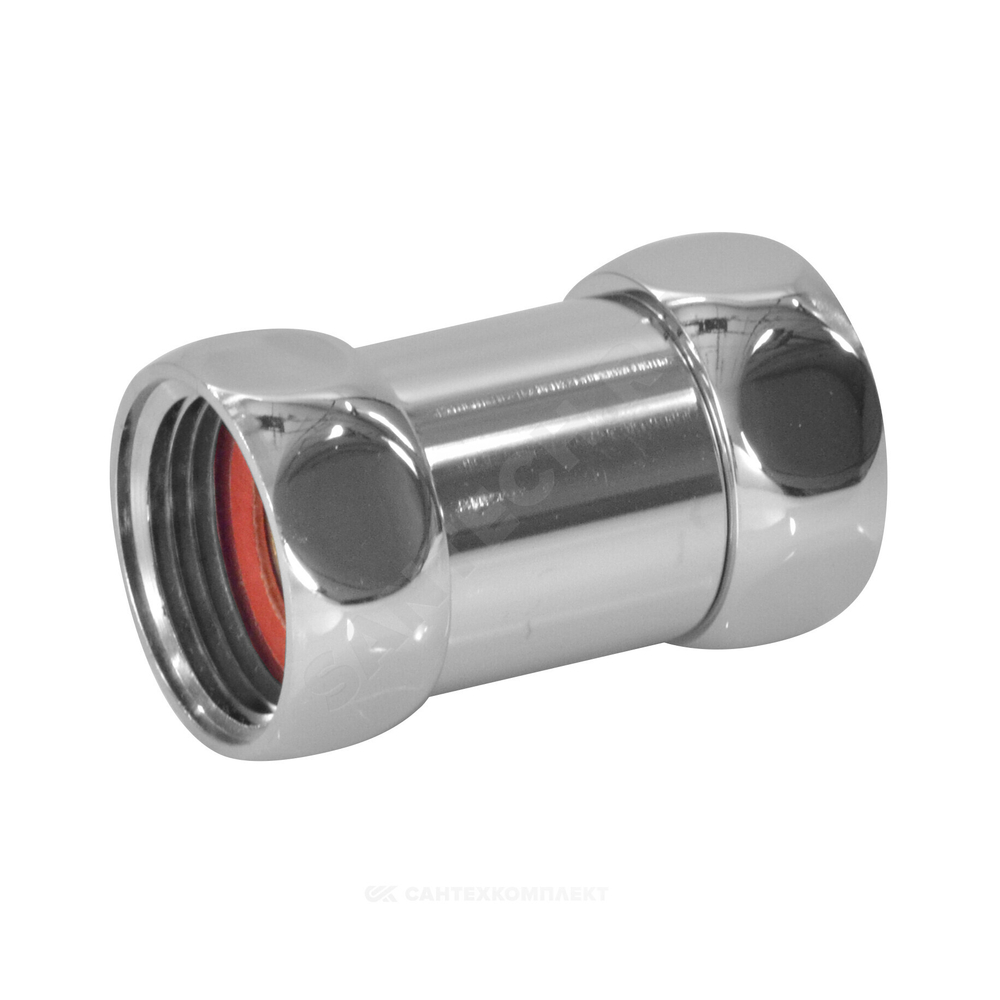 Соединитель для полотенцесушителя латунь Ду 20 3/4"x3/4" нак/гайка прямой хром RCN