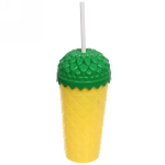 Стакан пластиковый 400мл «Ананас» с трубочкой