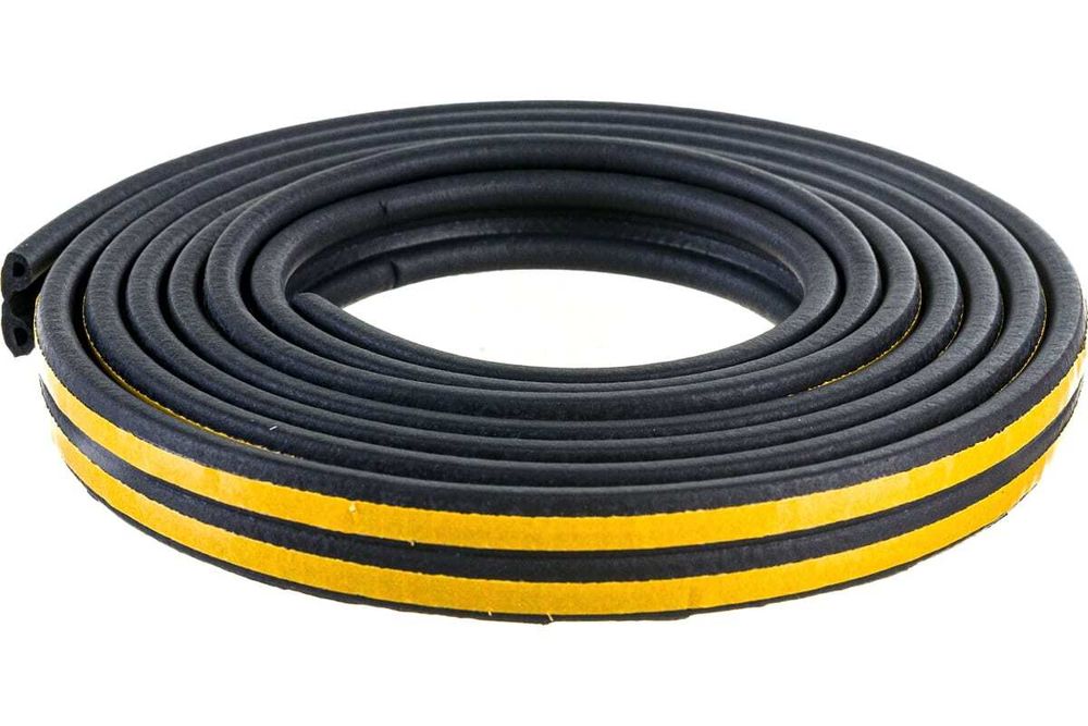 Уплотнитель профиль P черный 9х5 мм (50м рул двойной)