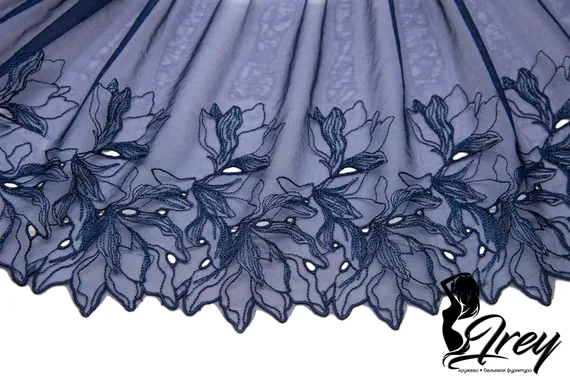 05-101 ОПТ Вышивка на неэл. сетке 25 см, темно-синий (правая)