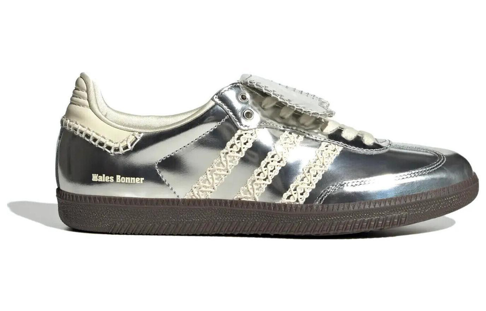 Wales Bonner x adidas originals Samba non-slip wear-resistant low-top sneakers for men and women the same silver