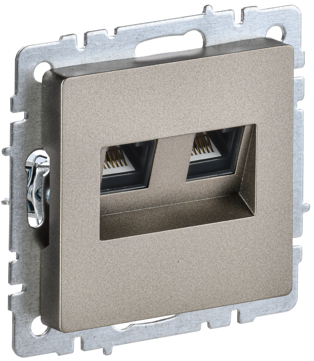 BRITE Розетка компьютерная двойная RJ45 кат.5E РК10-2-БрШ шампань IEK