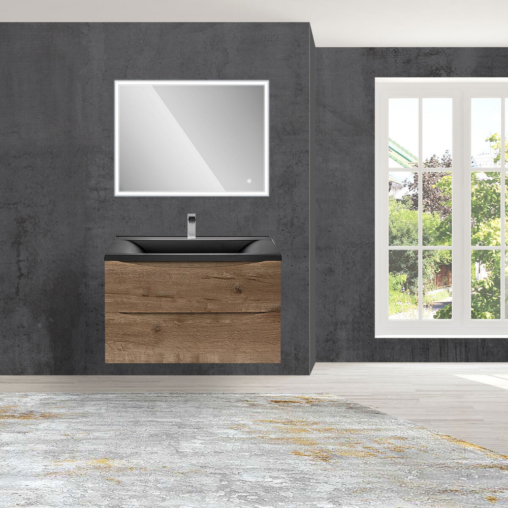 Тумба под раковину Vincea Mia 800 подвесная, 2 выкатных ящик soft close, V.Oak